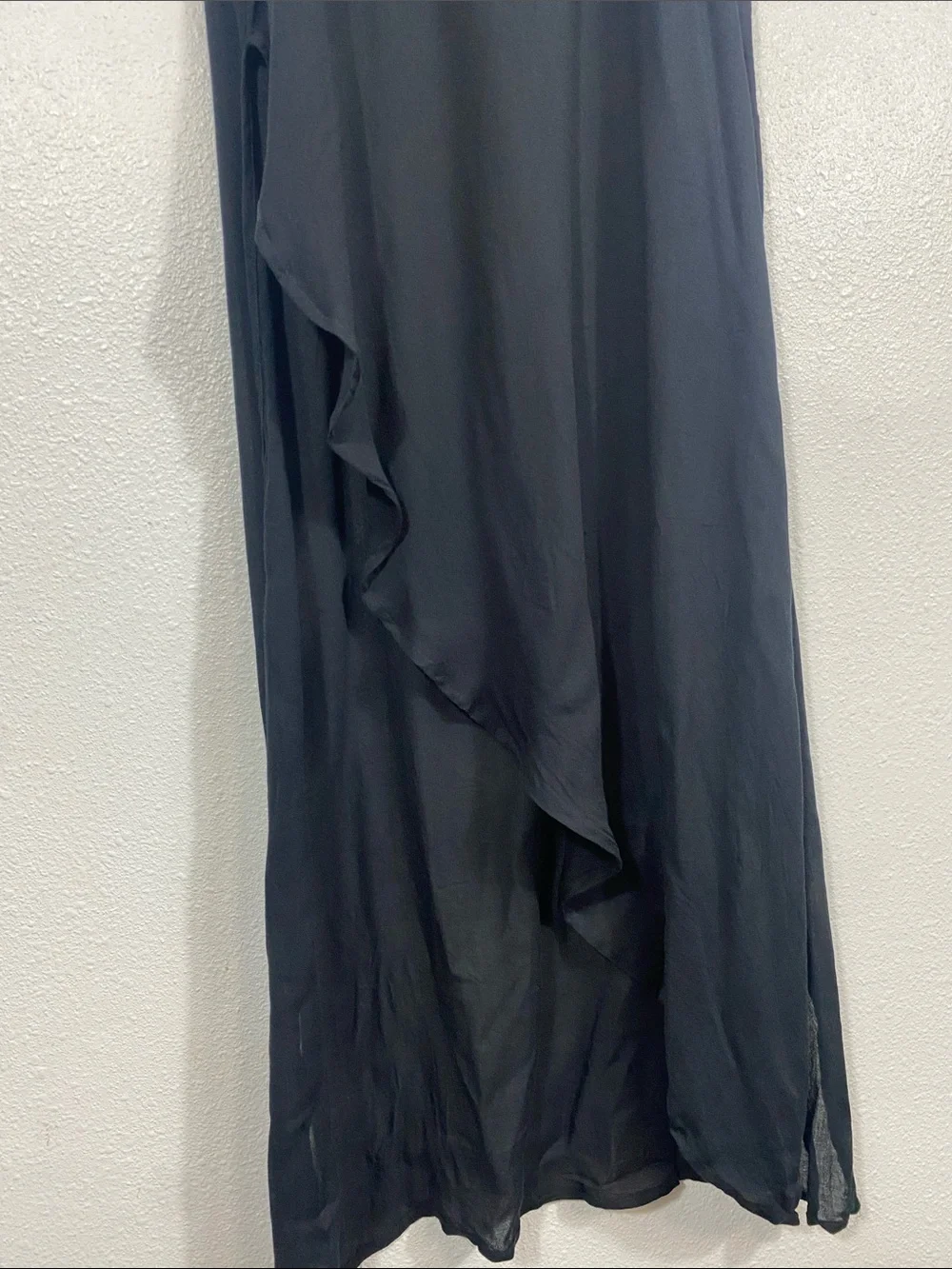Free People Black Long Crisscross-Back Nightgown with Asymmetric Hem 100% Rayon
